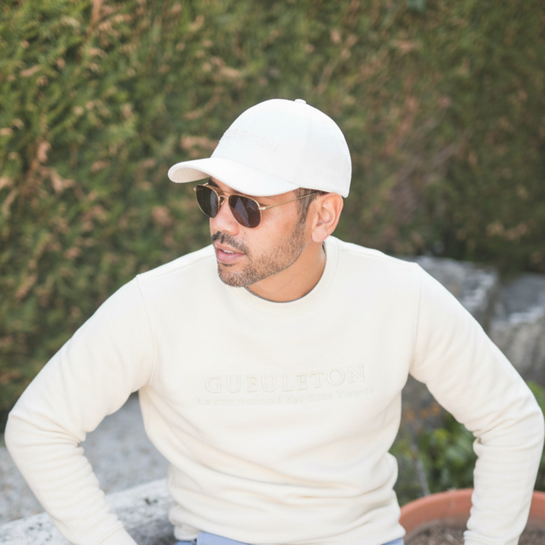 Sweat ton sur ton Gueuleton – Blanc cassé – La communauté des Bons Vivants