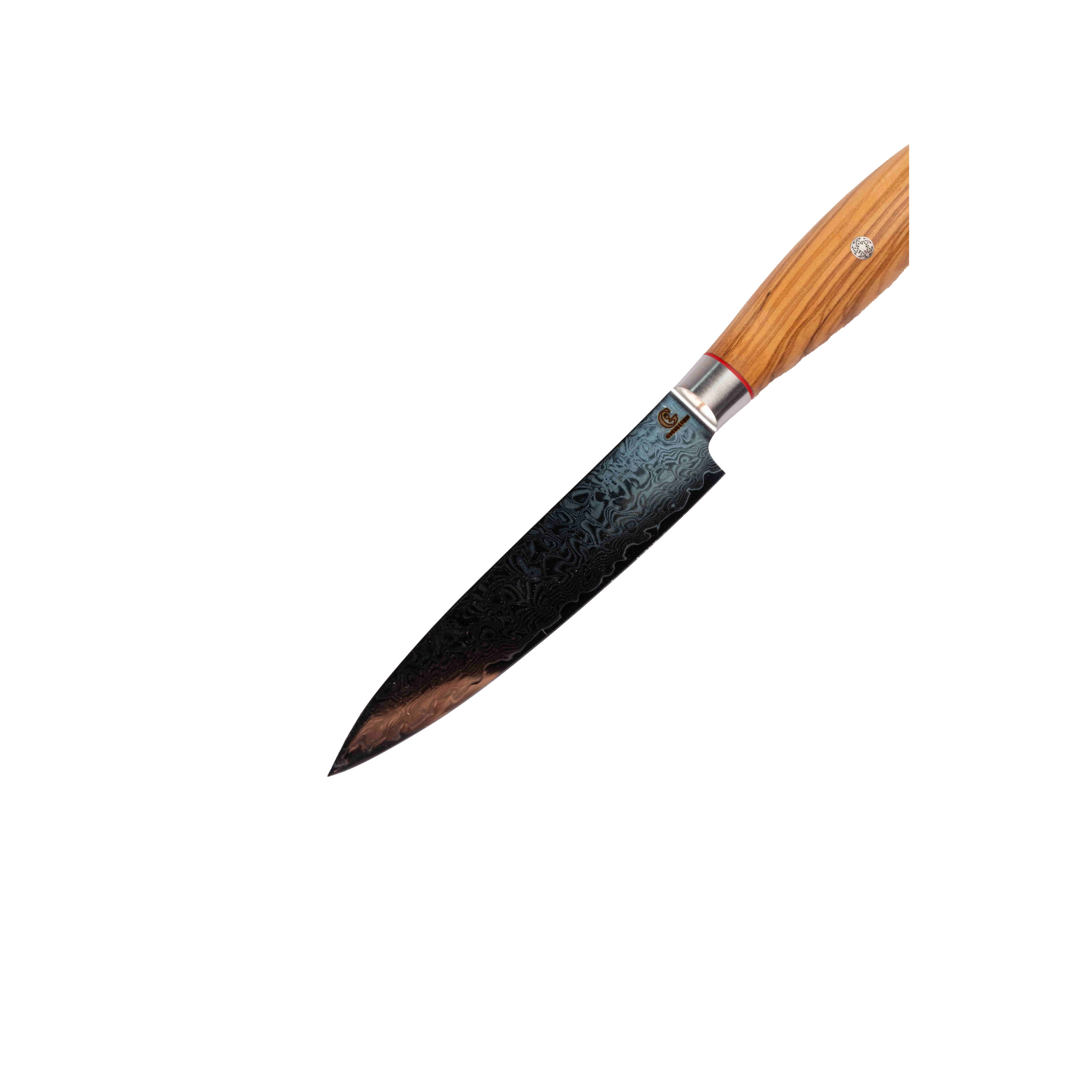 Couteau Universel Wusaki Fujiko 10Cr – Lame damassée 13 cm, bois d’olivier