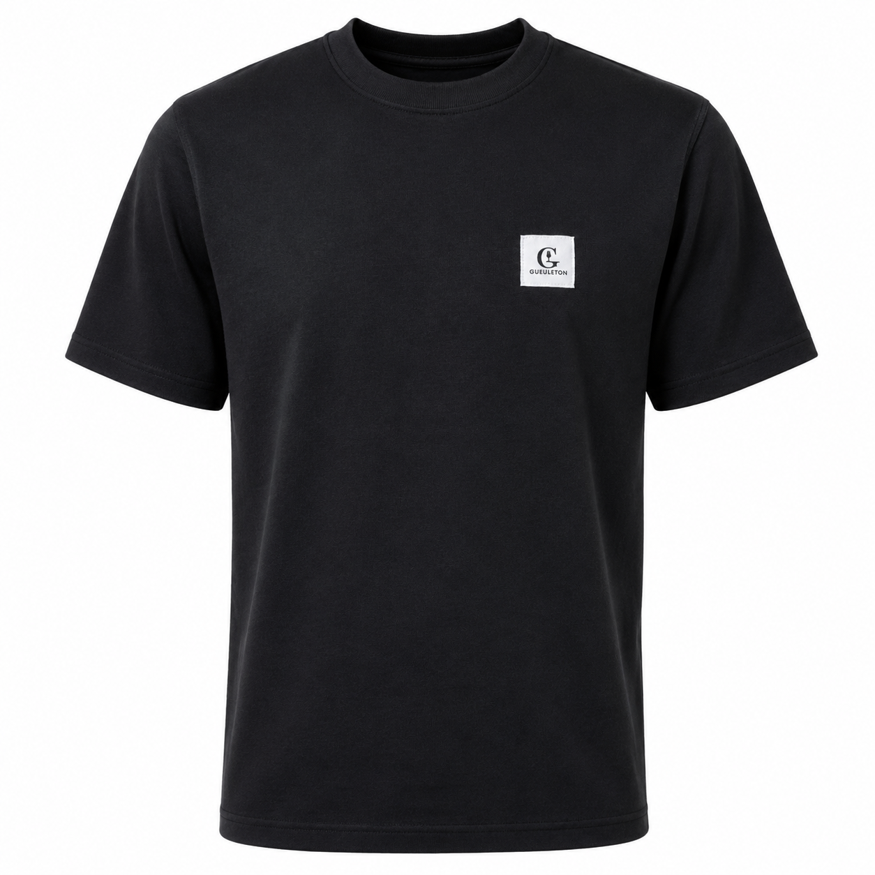 T-Shirt Gueuleton Noir — Coton Bio 180 g/m², Patch Tissé | Gueuleton