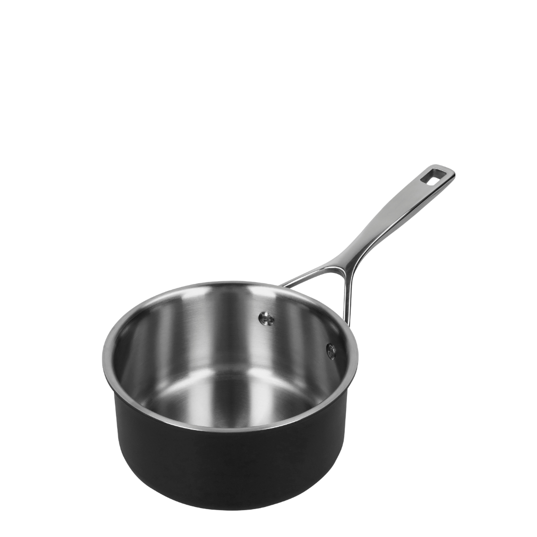 Casserole Demeyere Black 5 de 16 cm sans couvercle, en acier inoxydable avec finition noire élégante, idéale pour une cuisson homogène