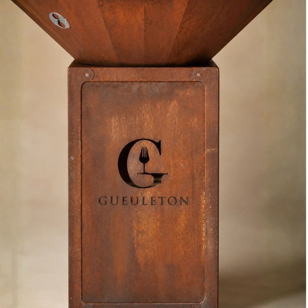 Brasero Corten 88 cm + Rangement Bois — OYAT × Gueuleton