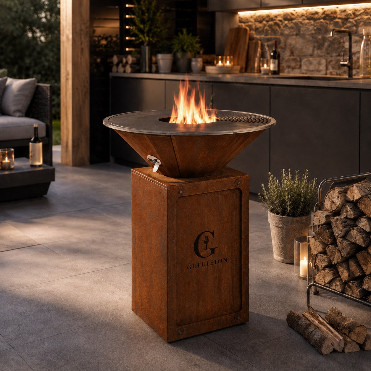 Brasero Oyat 68 ambiance cuisine extérieure conviviale terrasse
