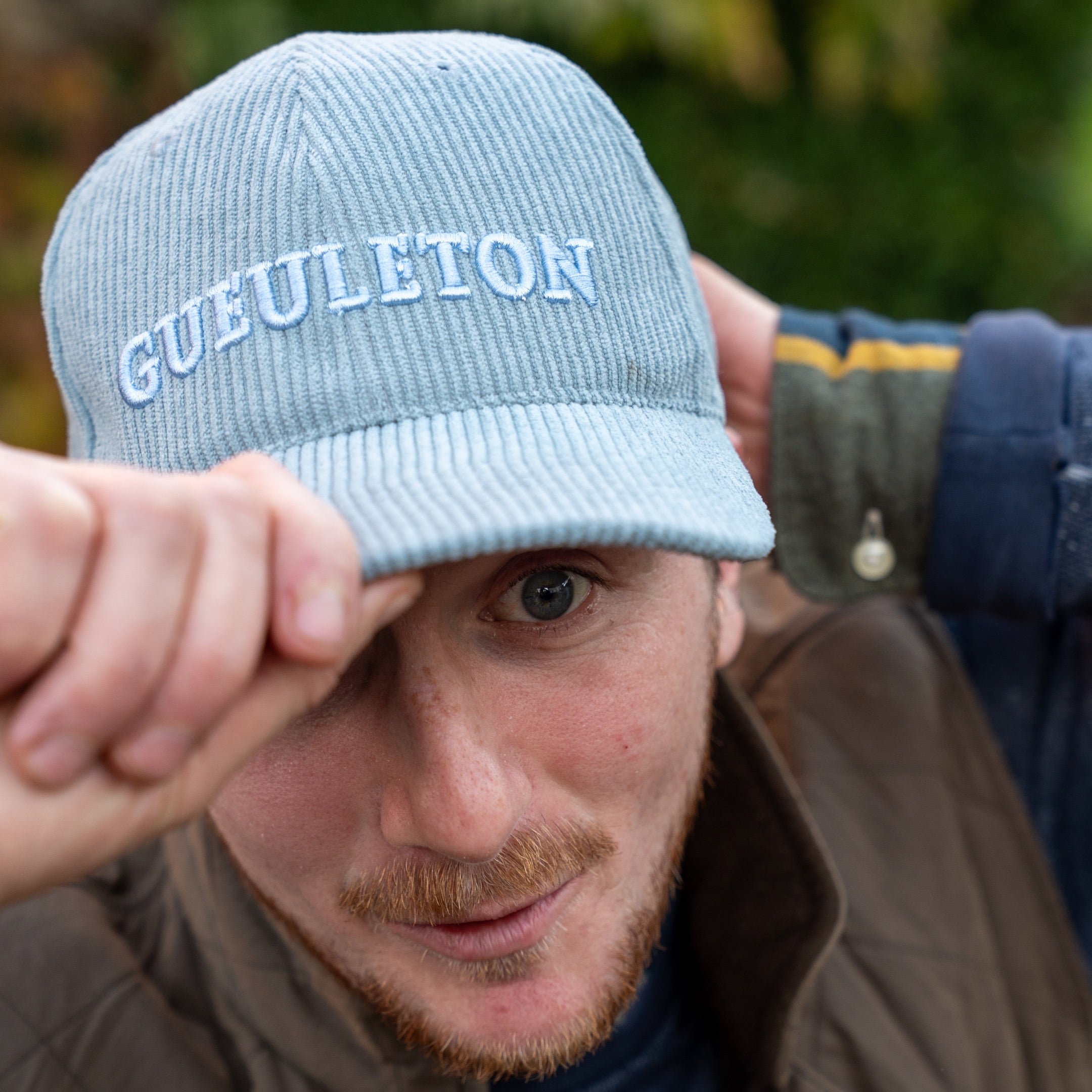 Casquette Gueuleton en Velours Côtelé BLUE GRIS