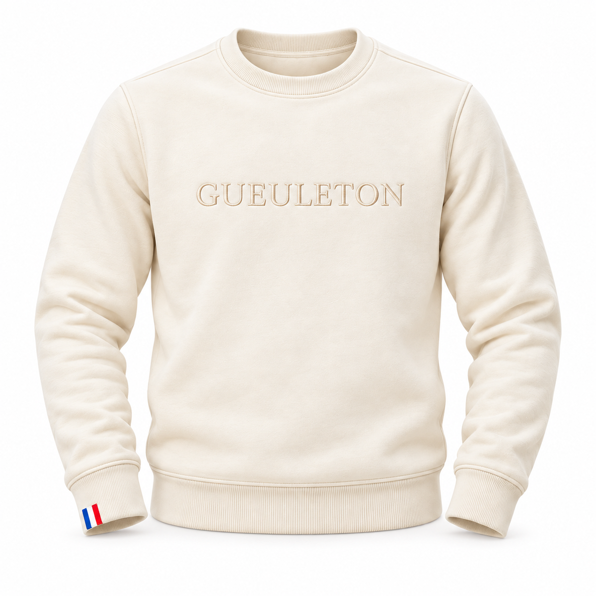Sweat Gueuleton Blanc Cassé — Broderie Ton sur Ton