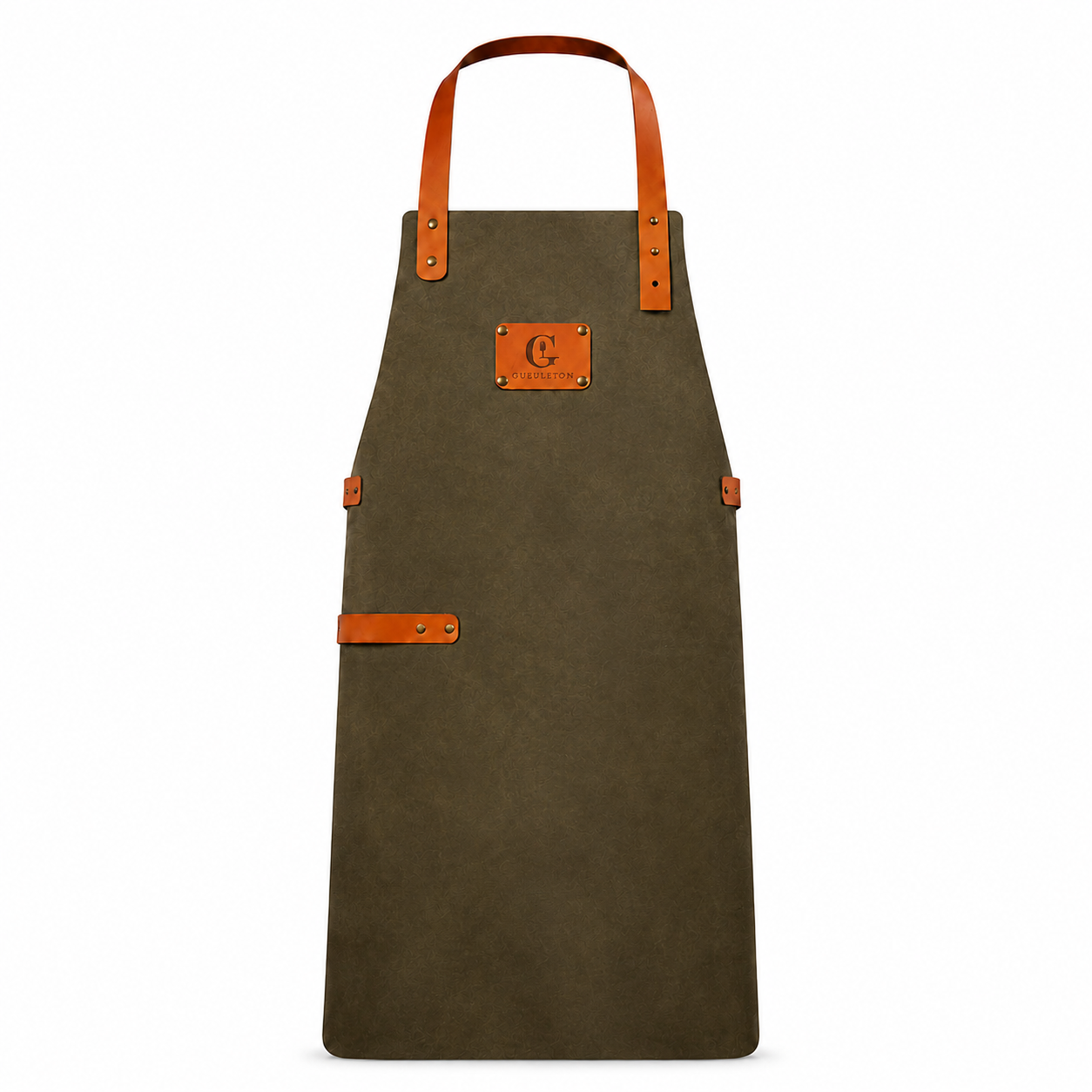 Tablier en cuir olive vert Gueuleton