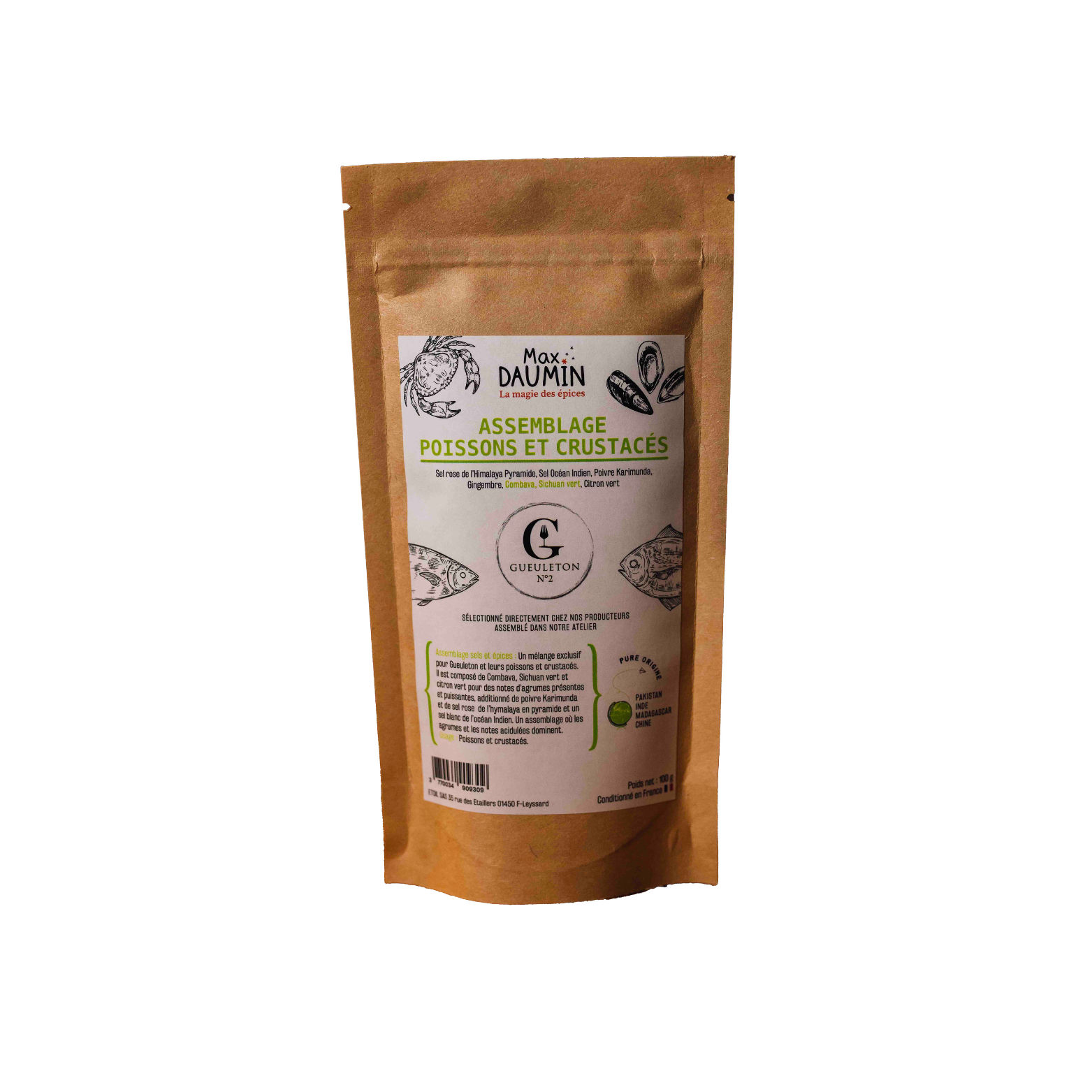 Assemblage Épices Poissons & Crustacés Gueuleton N°2 – Saveurs fraîches et acidulées, 100 g