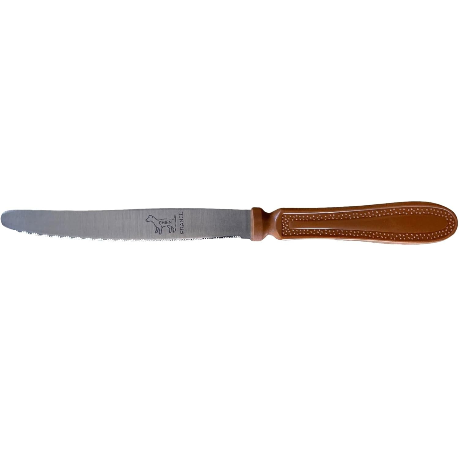 Couteau CHIEN® – Manche Caramel | Lame micro-dentée Z40C13 – Fabriqué à Thiers