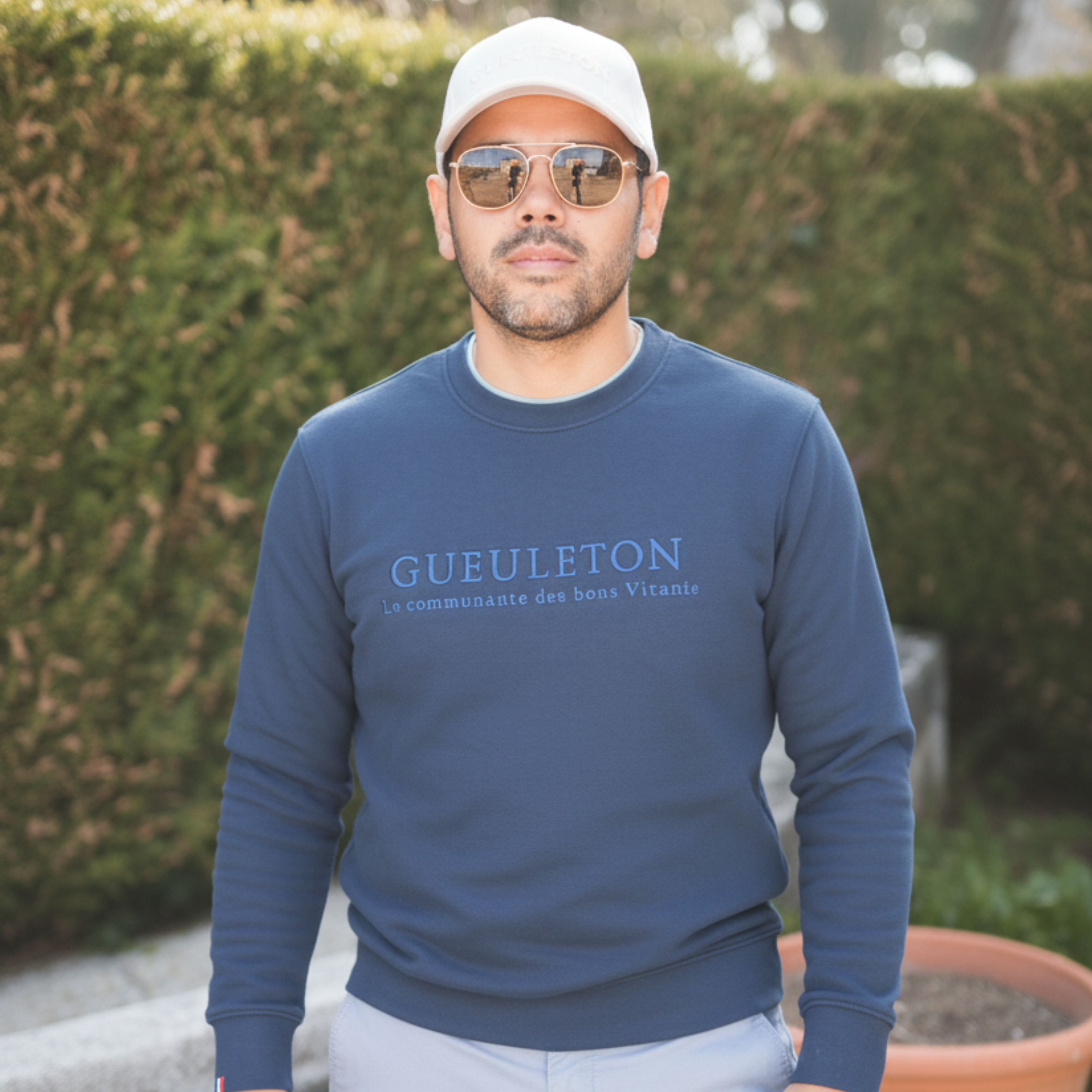 Sweat ton sur ton Gueuleton – Bleu marine – La communauté des Bons Vivants