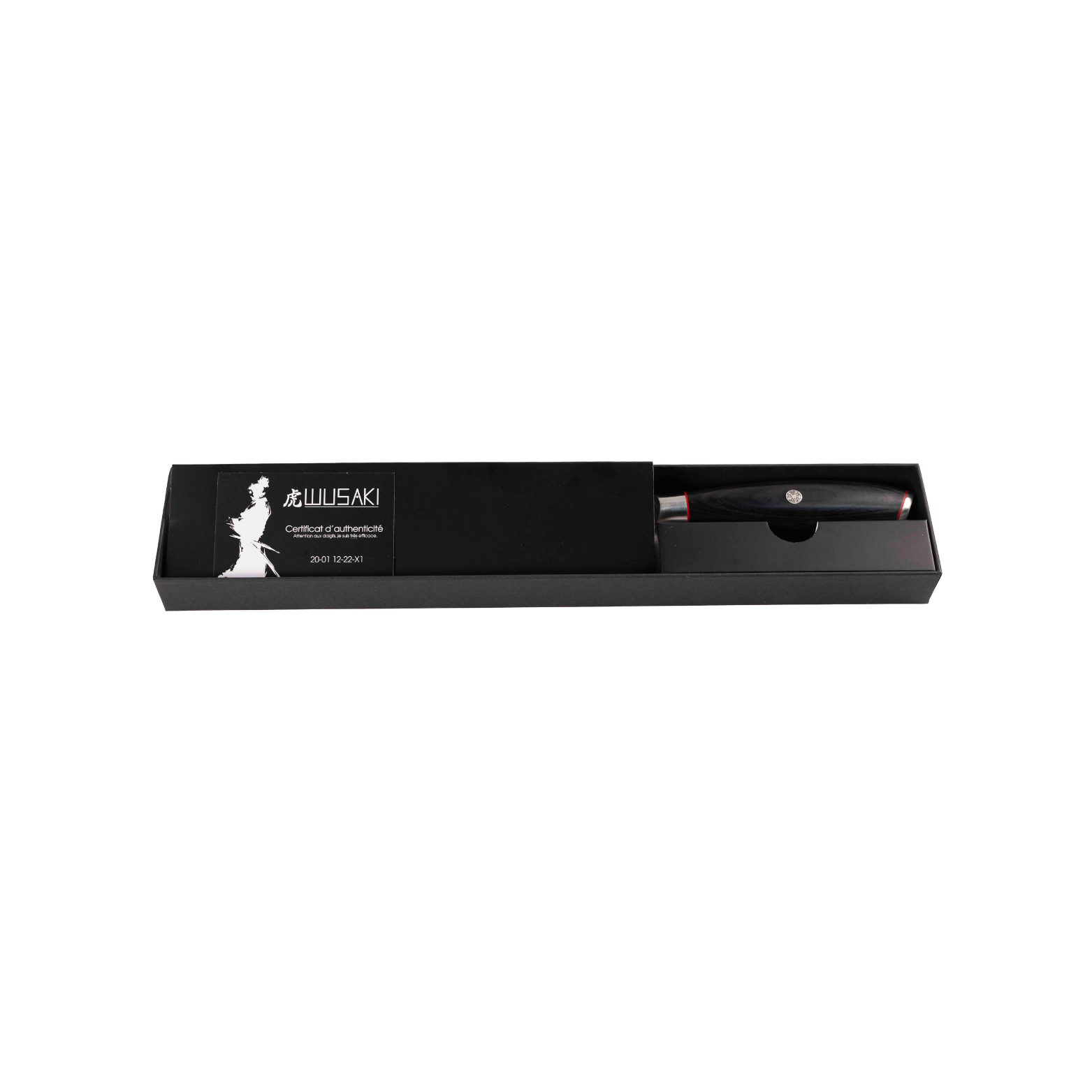 Couteau Santoku Wusaki Fujiko Black 10Cr – Lame japonaise San Maï 17 cm | Tranchant rasoir & manche pakka noir