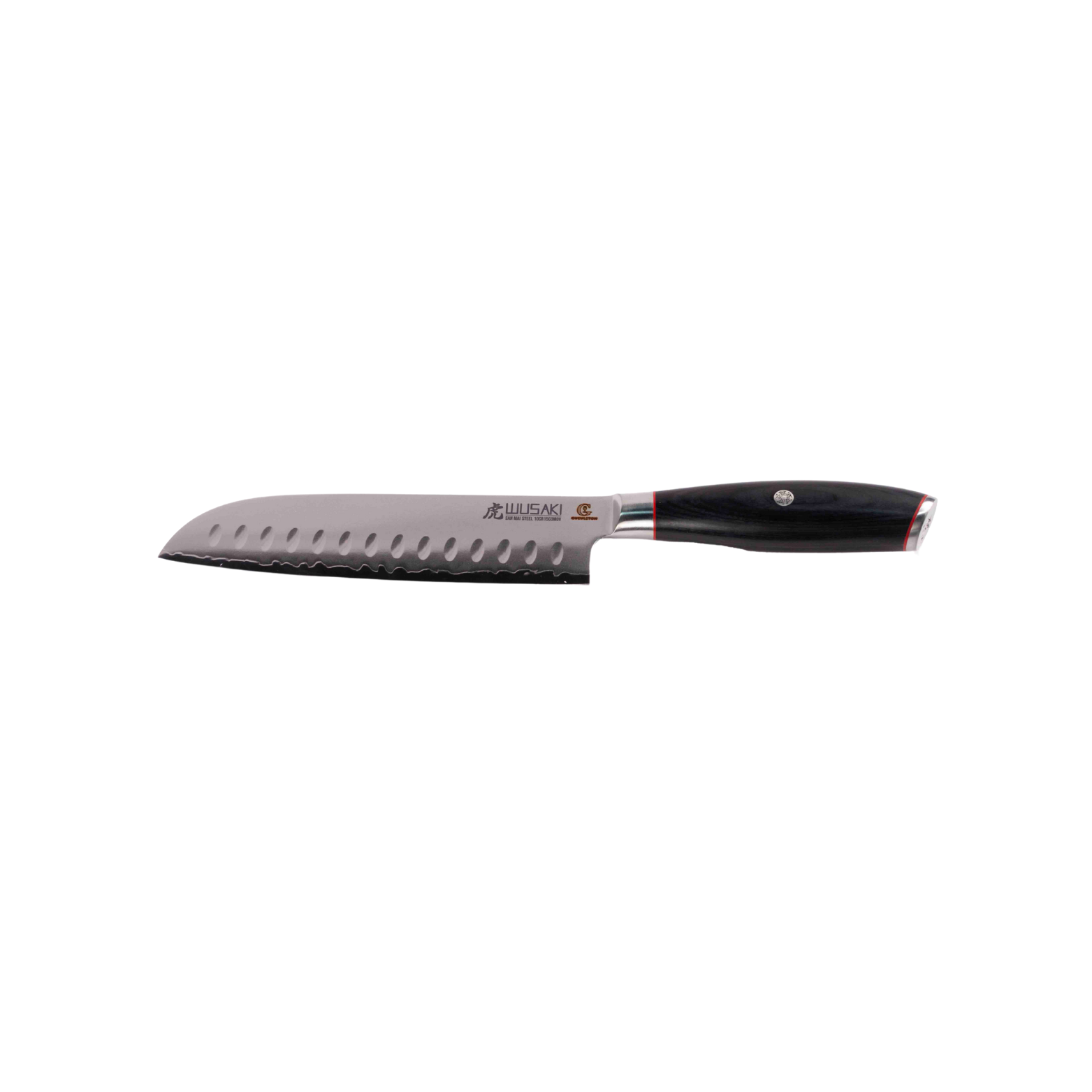Couteau Santoku Wusaki Fujiko Black 10Cr – Lame japonaise San Maï 17 cm | Tranchant rasoir & manche pakka noir