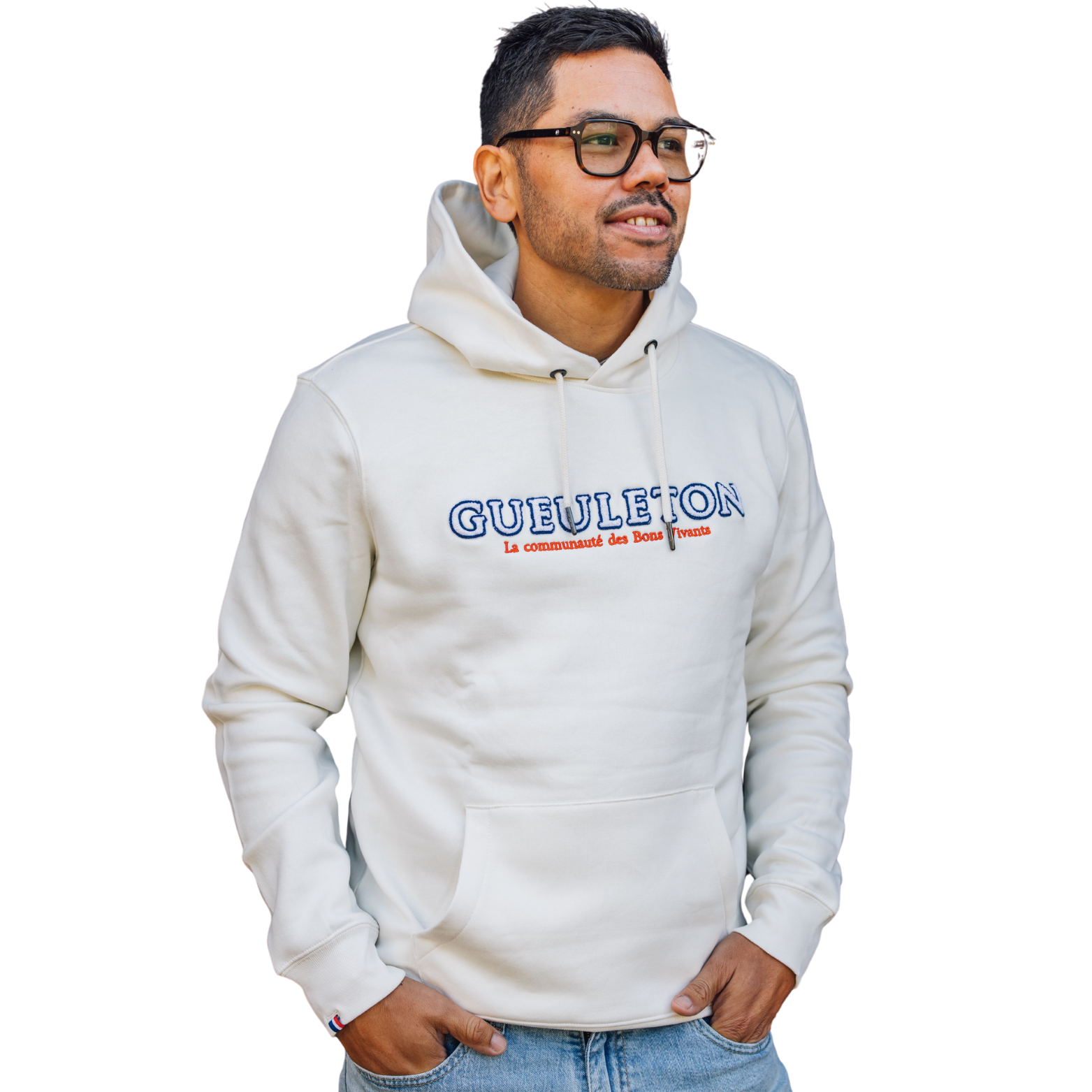 Sweat Gueuleton à capuche - blanc