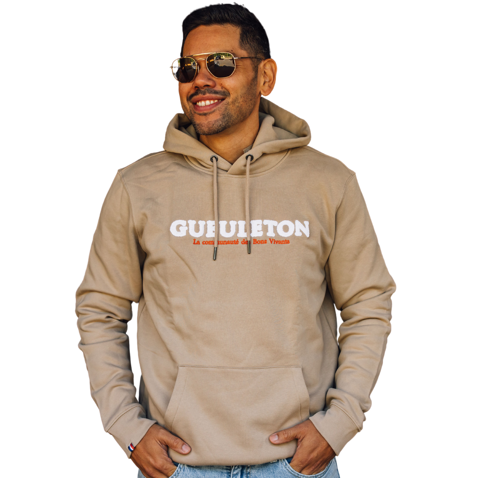 Sweat Gueuleton à capuche - beige