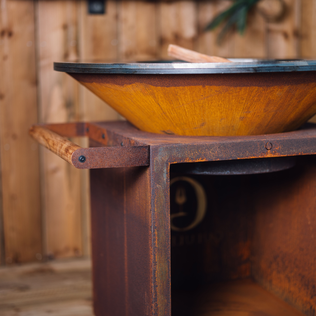 Braséro Classic Storage Corten 100 PRO – Braséro extérieur Gueuleton sur roulettes