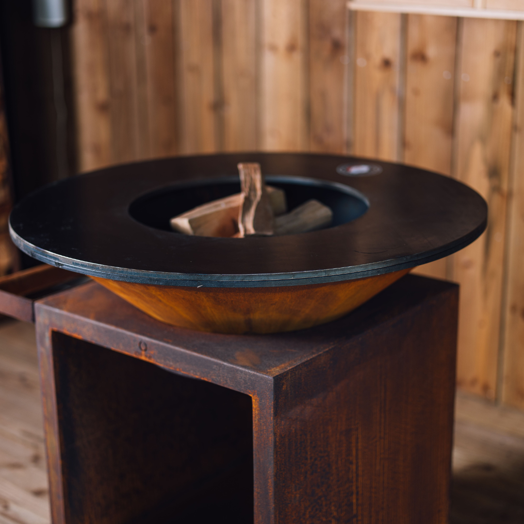 Braséro Classic Storage Corten 100 PRO – Braséro extérieur Gueuleton sur roulettes