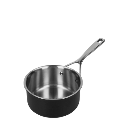 Casserole Demeyere Black 5 de 16 cm sans couvercle, en acier inoxydable avec finition noire élégante, idéale pour une cuisson homogène