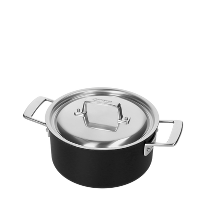 Faitout avec couvercle Demeyere Black 5, diamètre 20 cm, en acier inoxydable, parfait pour des préparations culinaires de qualité professionnelle