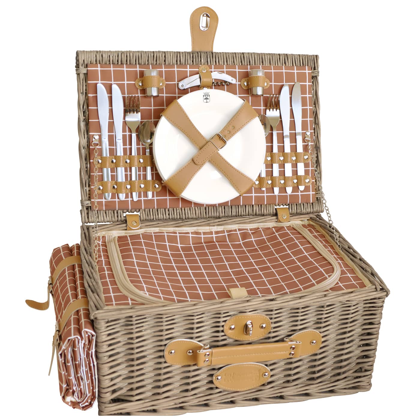 Panier pique-nique Monceau 4 personnes – Osier & nappe incluse