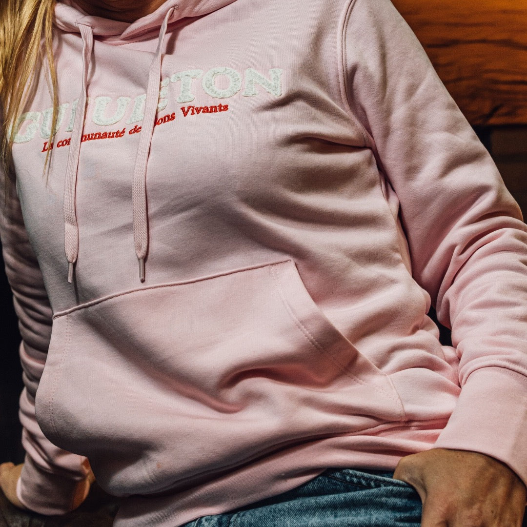 SWEAT GUEULETON 1 capuche FEMME rose
