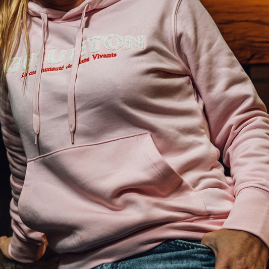 SWEAT GUEULETON 1 capuche FEMME rose