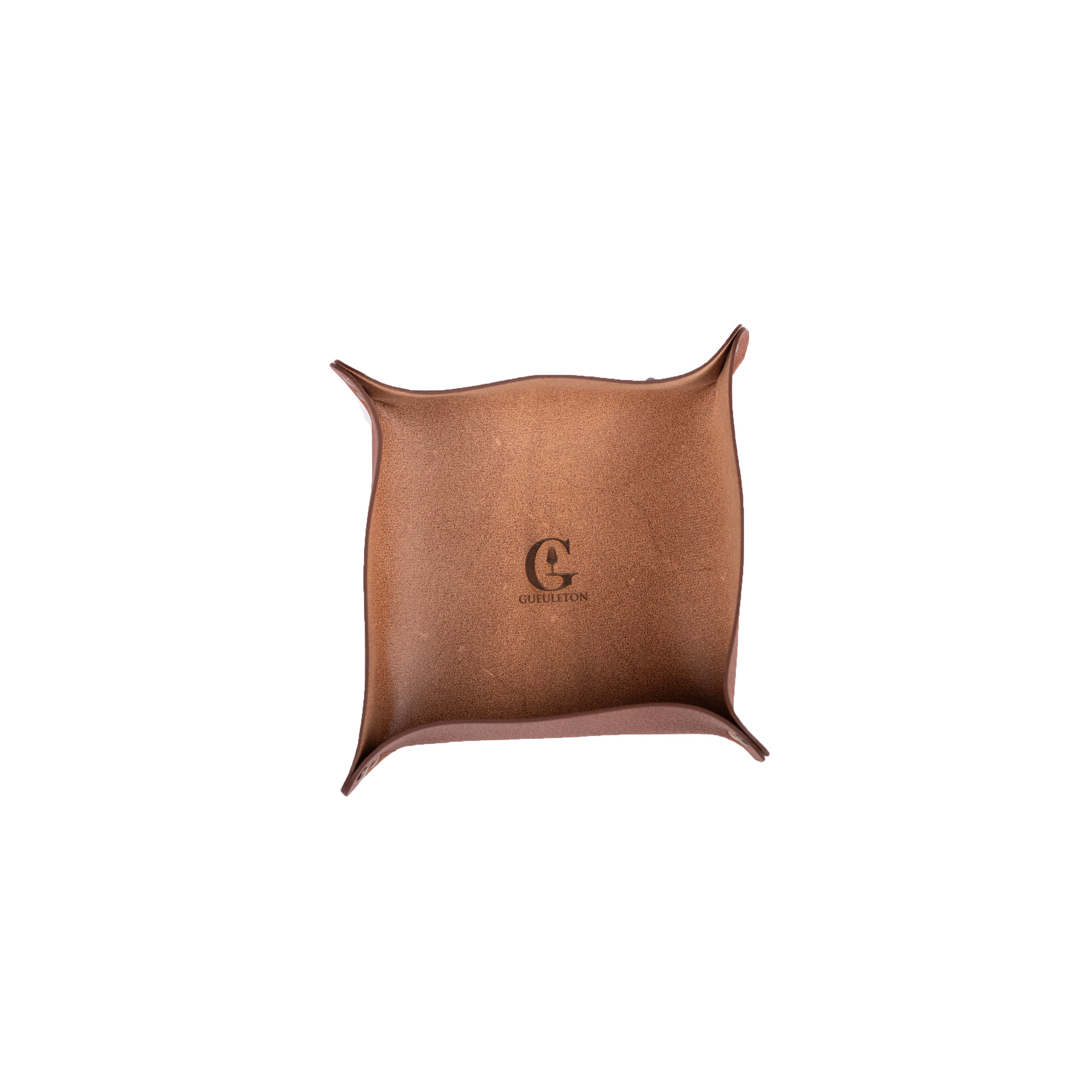 Vide-poche en cuir Gueuleton – Fait main en France, 18 x 18 x 5,5 cm
