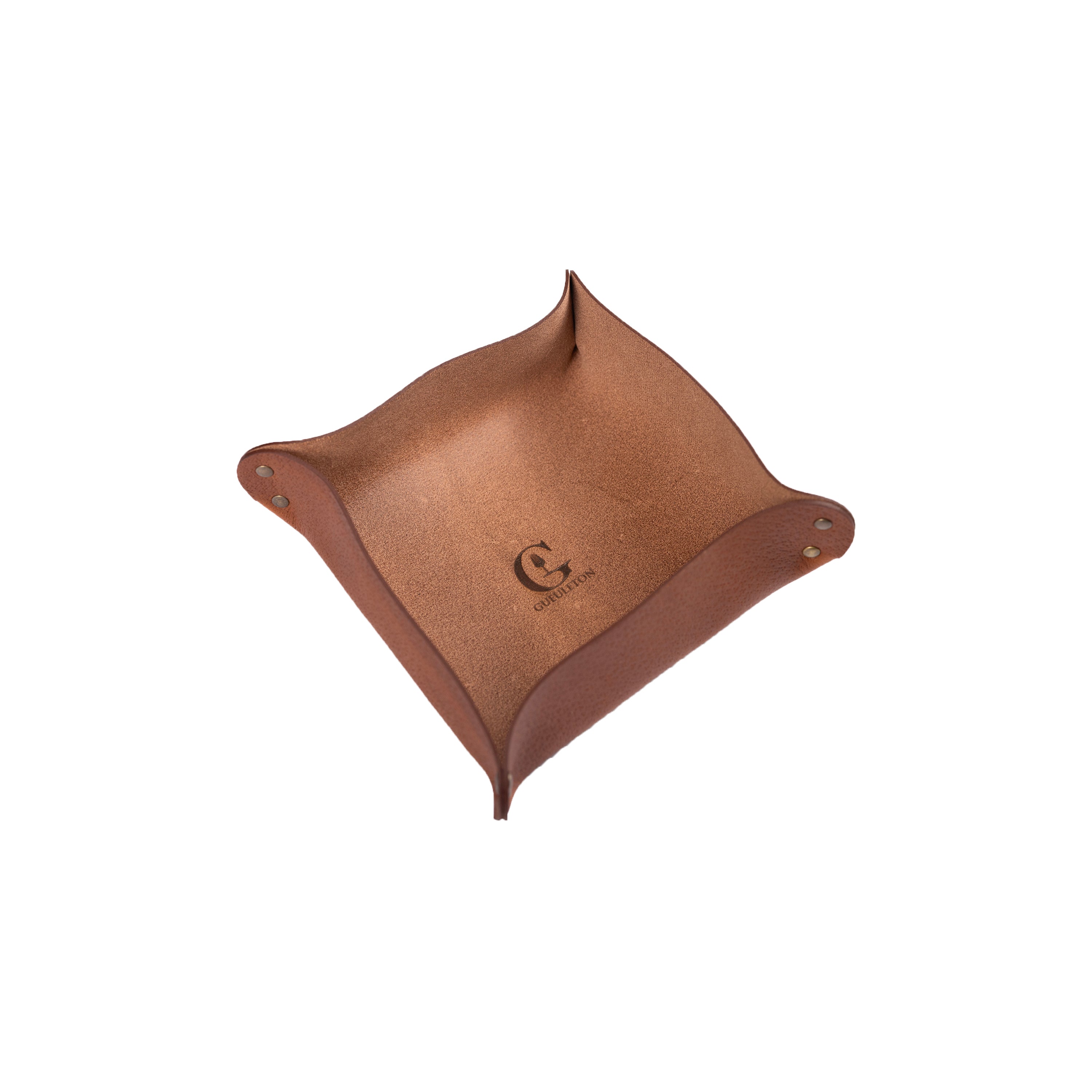 Vide-poche en cuir Gueuleton – Fait main en France, 18 x 18 x 5,5 cm