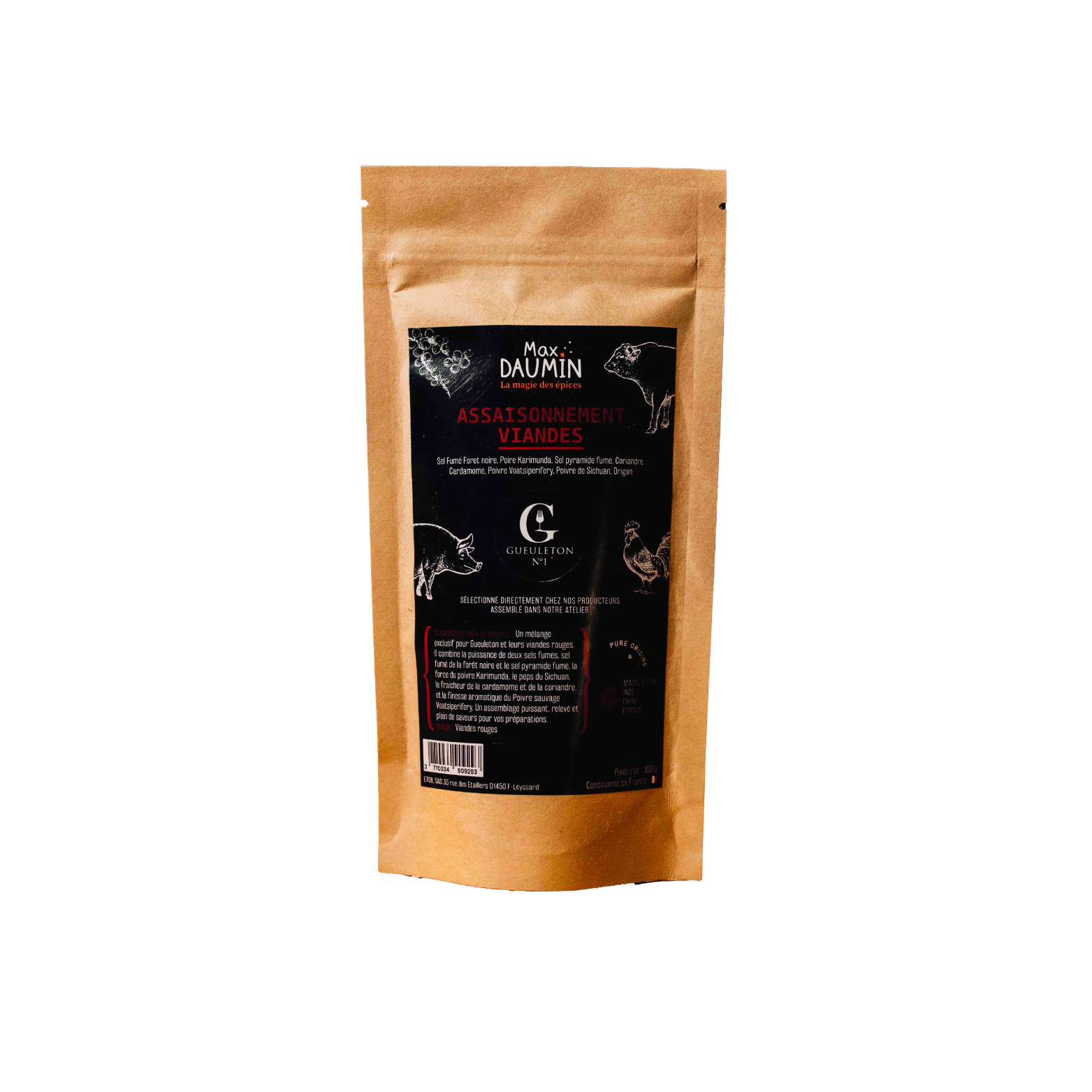 Assaisonnement Viandes Gueuleton N°1 - Mélange d'épices premium Max Daumin 100g - Gueuleton