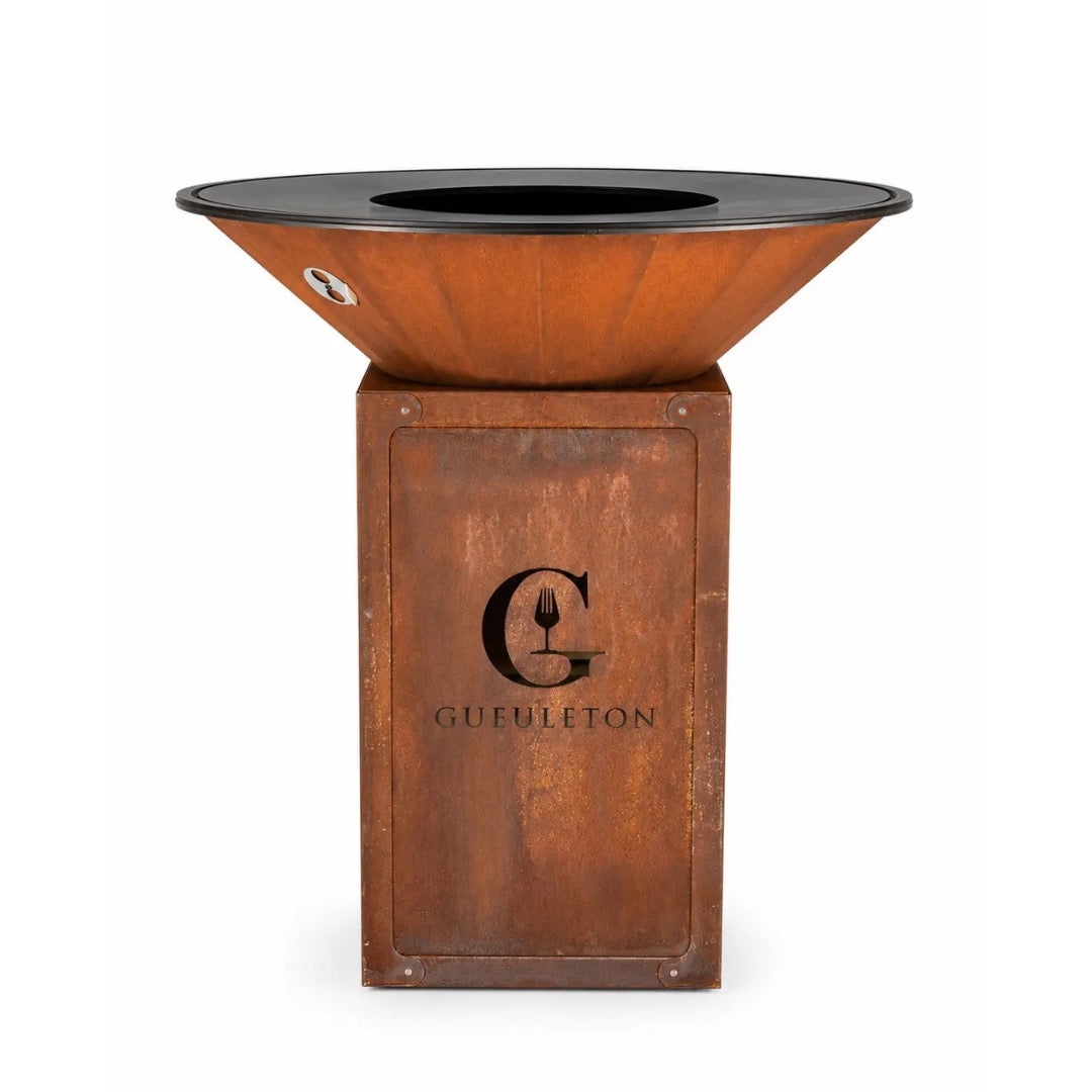 Brasero Corten 88 cm + Rangement Bois — OYAT × Gueuleton