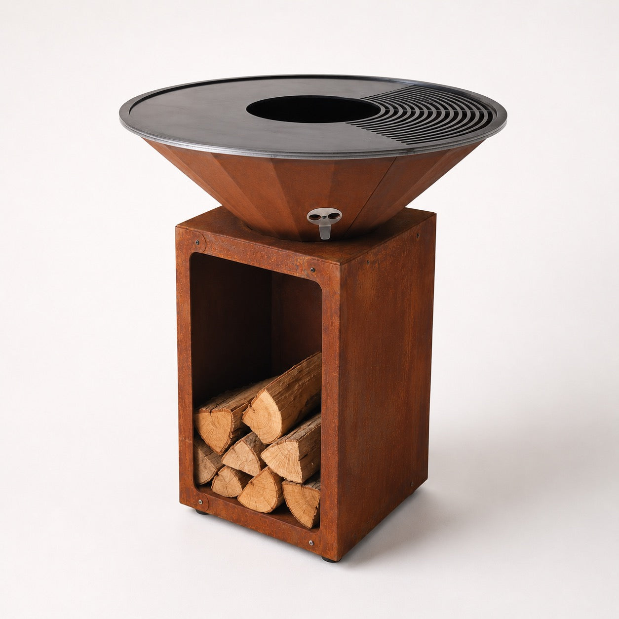 Brasero Oyat 68 socle rangement bois Charente Made in France