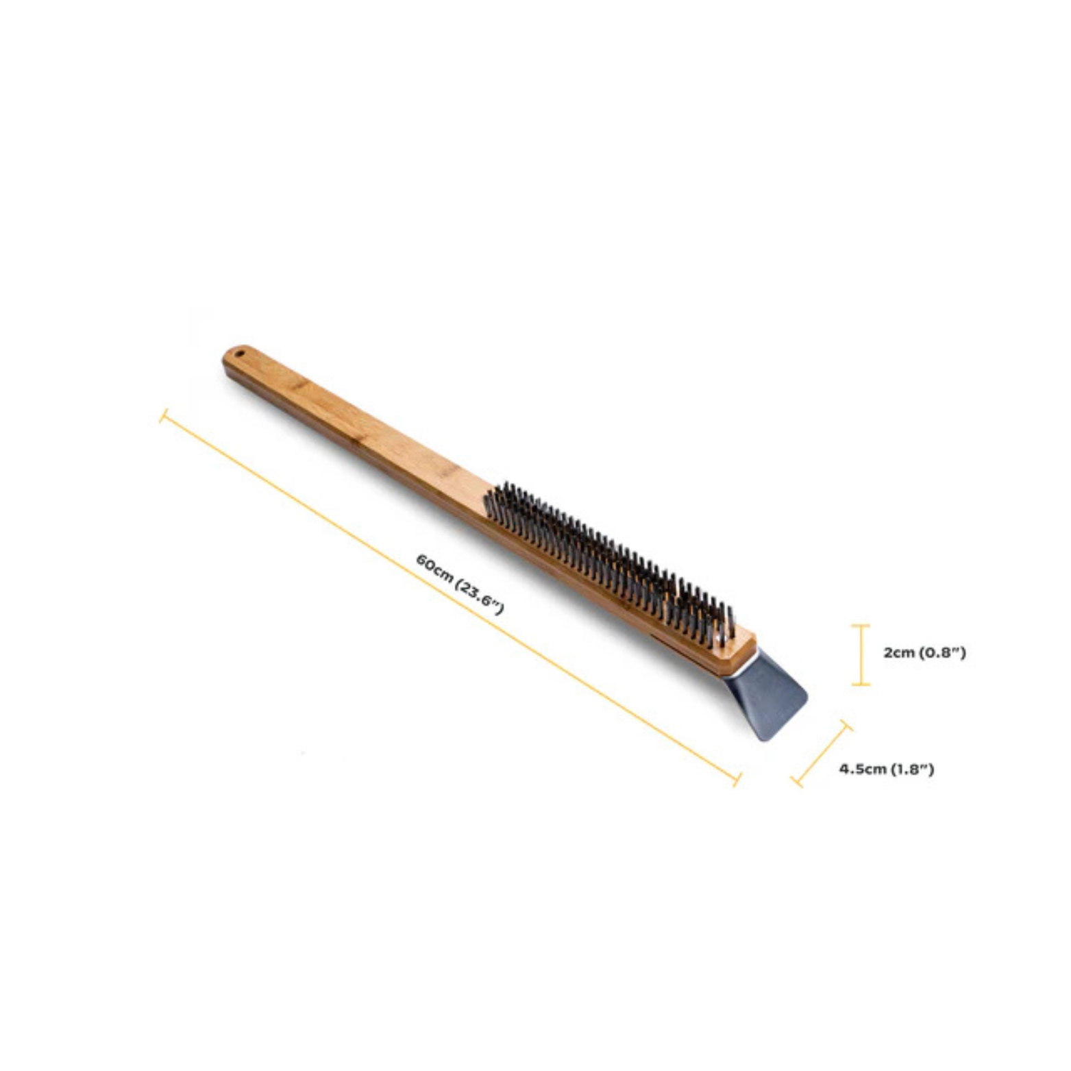 Brosse métallique Ooni – Grattoir et brosse inox 2-en-1 pour four à pizza, avec dimensions 60 cm - Gueuleton